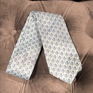 Bespoke Aqua and Blue Fish Patterned Tie